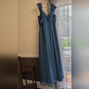Azazie Kaitlynn Teal Off-Shoulder Dress
